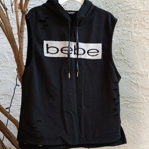 "New" BEBE Sport distressed muscle tee hoodie
